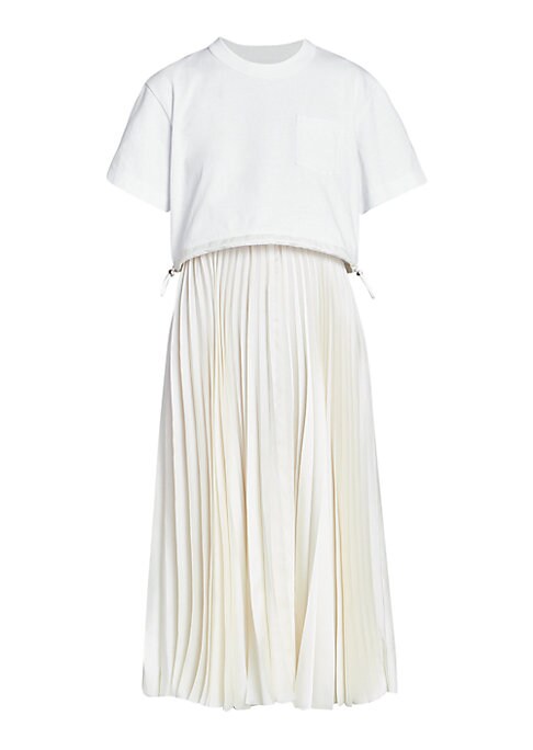 Pleat-Enhanced Midi Dress