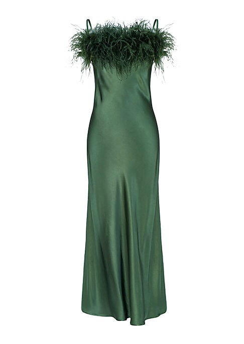 Feathered Satin Midi Delight