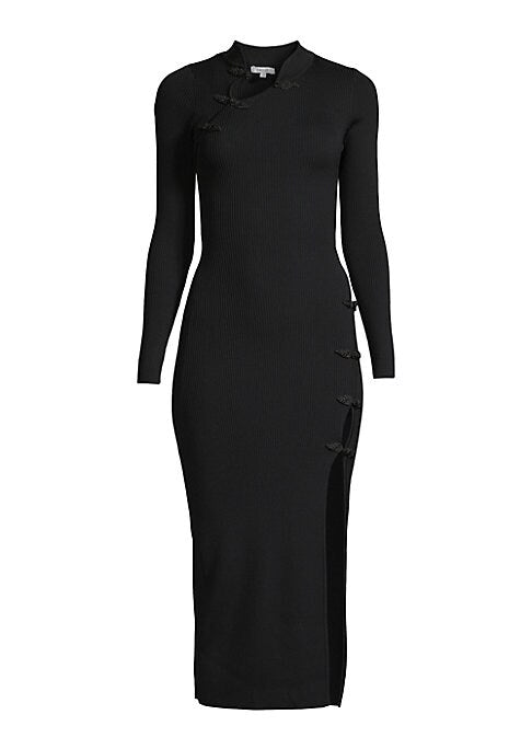 Ribbed Slit Midi Dress