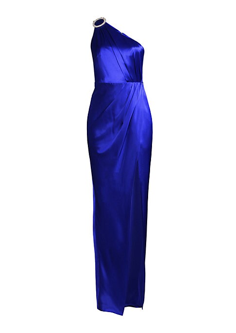 Glimmering One-Shoulder Satin Dress