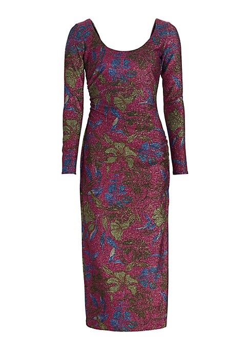 Metallic Bloom Midi-Dress