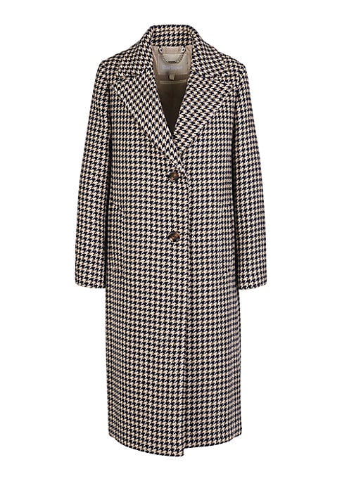 Chic Houndstooth Wool Coat