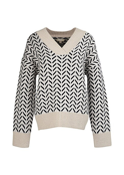 Chevron Knit V-Neck Pullover