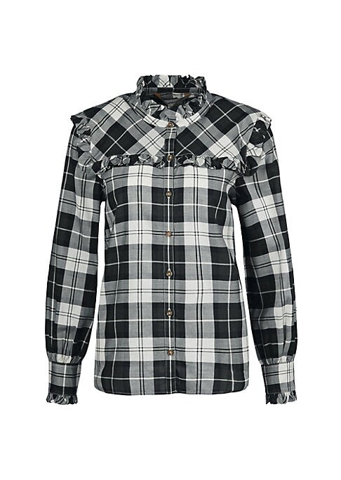 Plaid Ruffled Cotton Blouse
