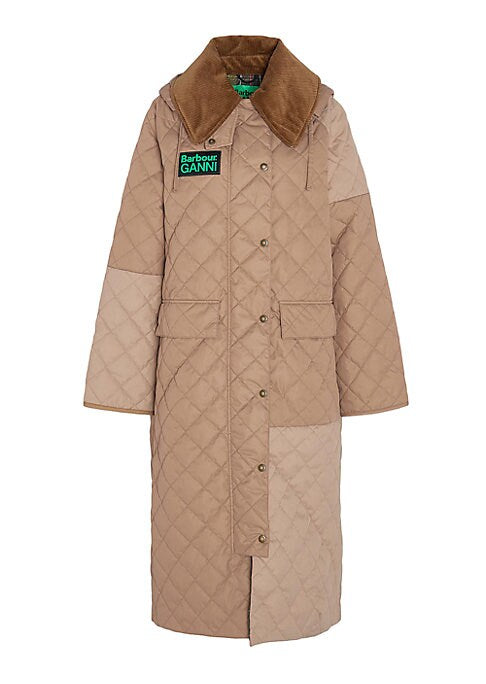 Colorblocked Quilted Shell Coat