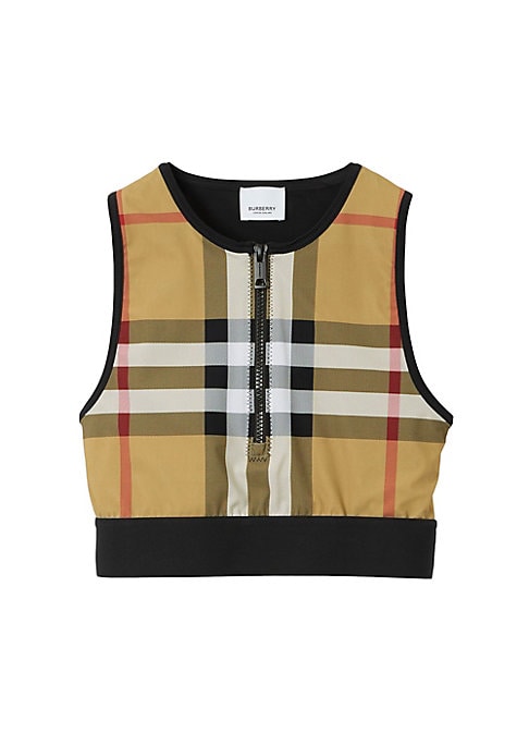 Cropped Check Sleeveless Top