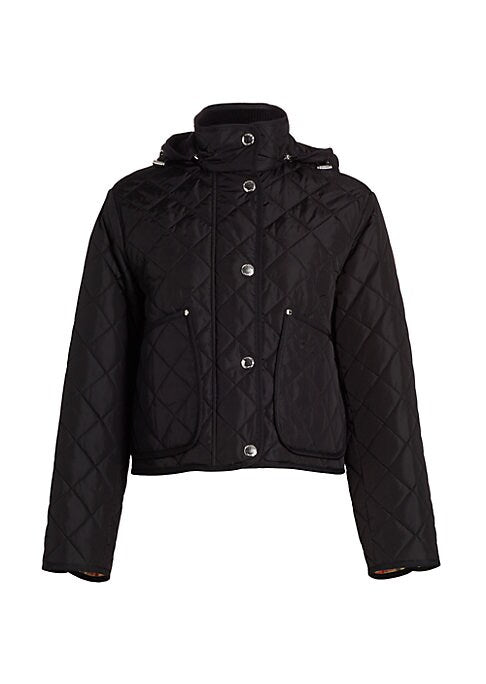 Cropped Quilted Hooded Jacket