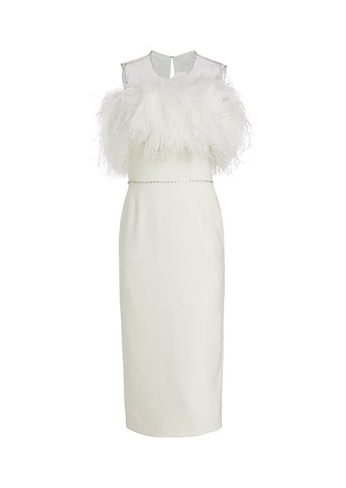Feathered Elegance Midi Dress
