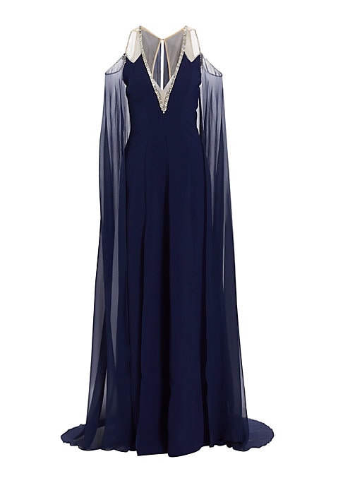 Chic Cape Elegance Gown