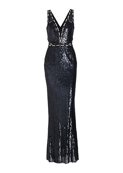 Glistening Mesh Evening Gown