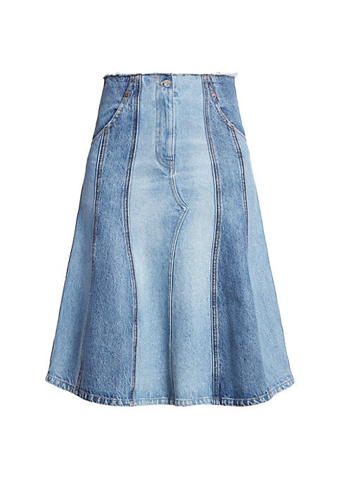 Frayed Patchwork A-Line Skirt