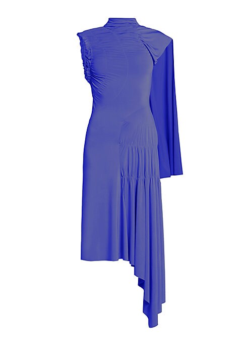 Draped Asymmetric Midi Dress