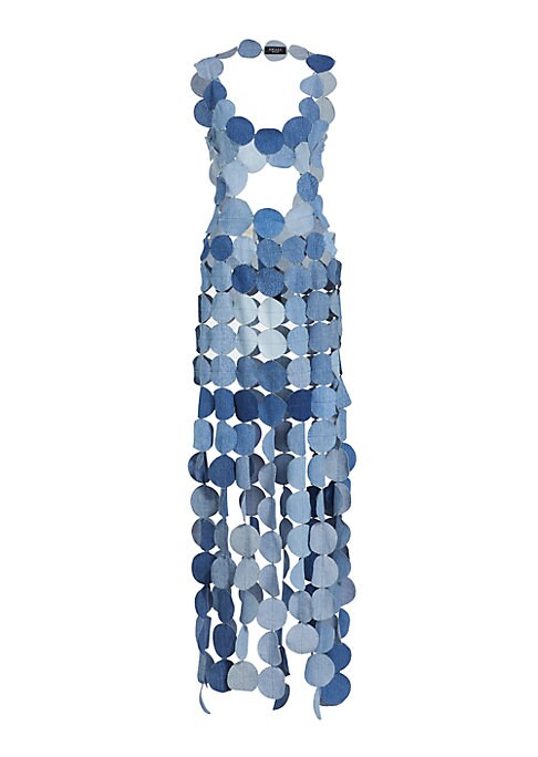 Fringe Cut-Out Denim Dress