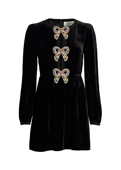 Glittery Bow Velvet Dress