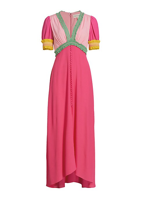 Colorblock Smocked Maxi Dress