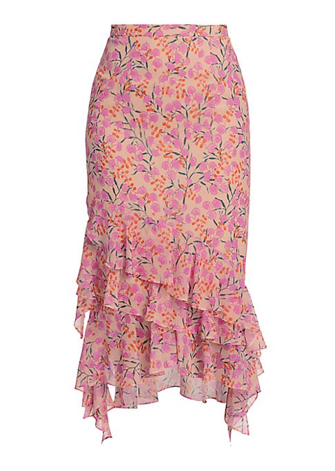 Floral Ruffle Midi Skirt