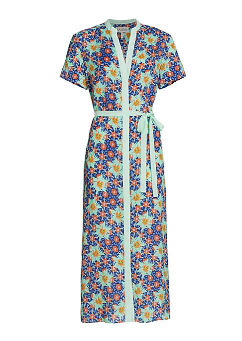 Floral Belted Silk Dress