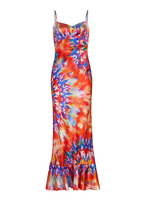 Silk Fishtail Tie-Dye Dress
