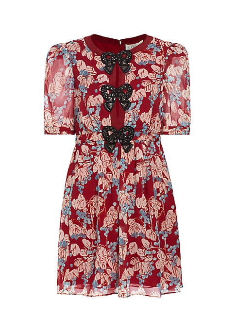 Floral Bow Mini Dress