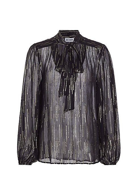 Raindrop Tie-Neck Blouse