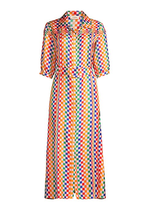 Vivid Silk Geometric Dress