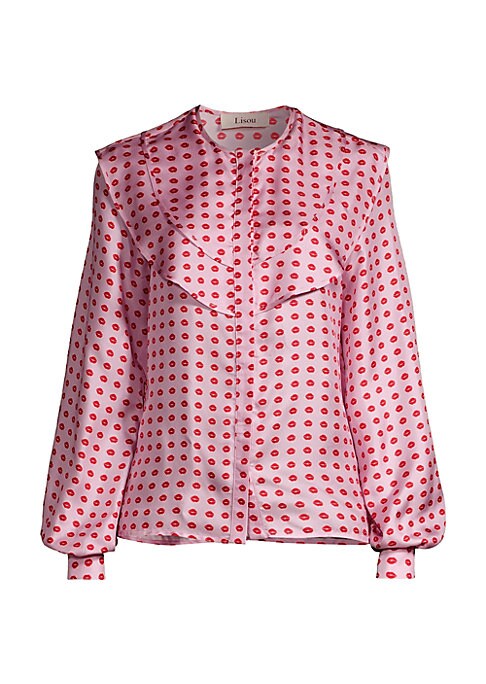 Lips Ruffle Silk Top