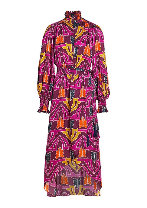 Geometric Satin Midi Dress