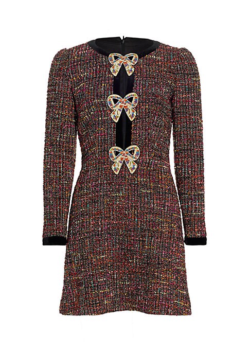 Beaded Bow Tweed Dress