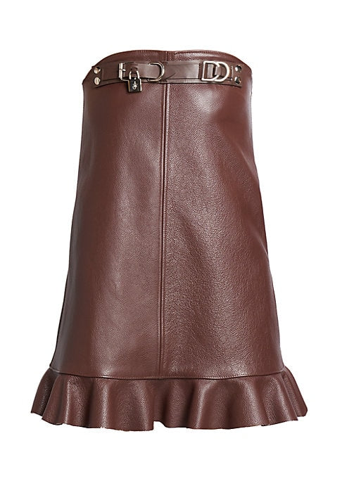 Ruffled Leather Mini Dress