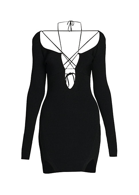 Crisscross Plunge Minidress