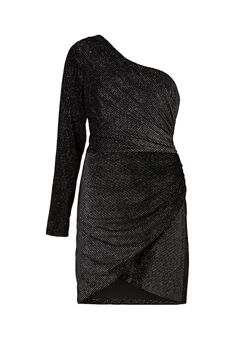 Metallic Velvet One-Shoulder Dress