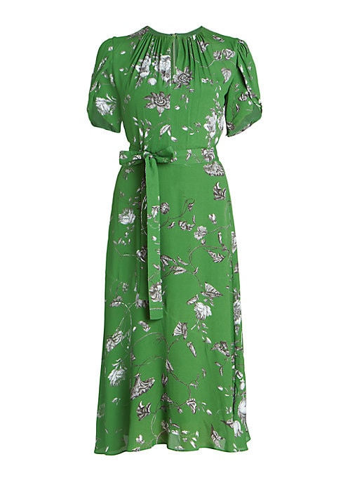 Satin Puff Sleeve Midi Dress