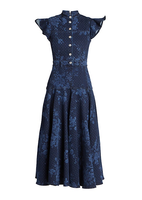 Floral Ruffle Denim Dress