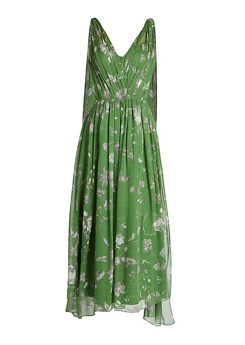 Silky V-Neck Midi Dress