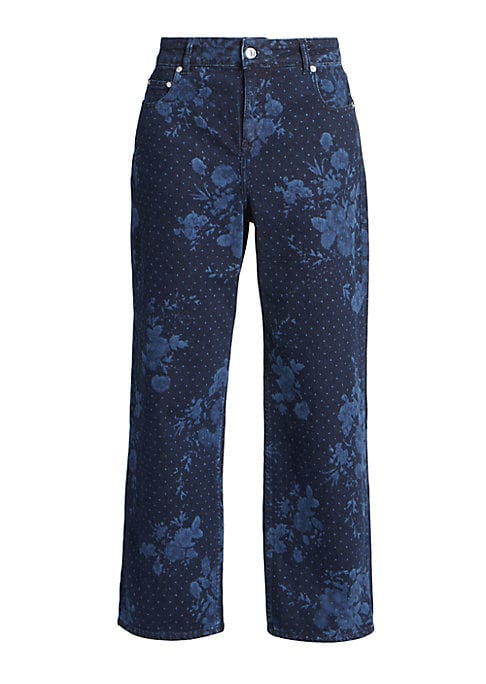 Floral Stretch Denim Trousers