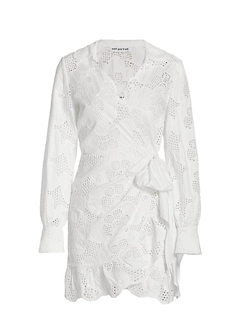 Embroidered Floral Wrap Dress