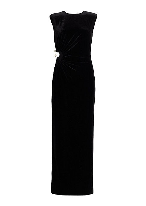 Pearl-Adorned Velvet Dress