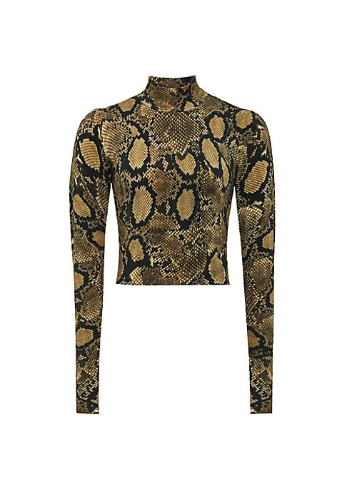 Snakeskin Turtleneck Crop Top