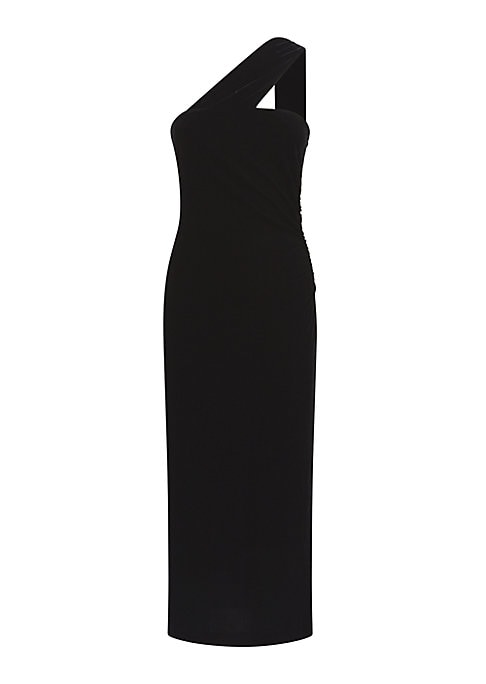 Velvet One-Shoulder Midi Dress