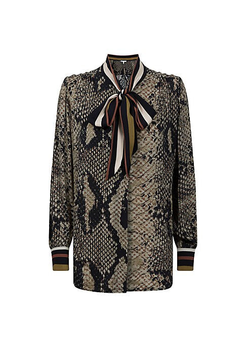Snakeskin Tie-Detail Blouse