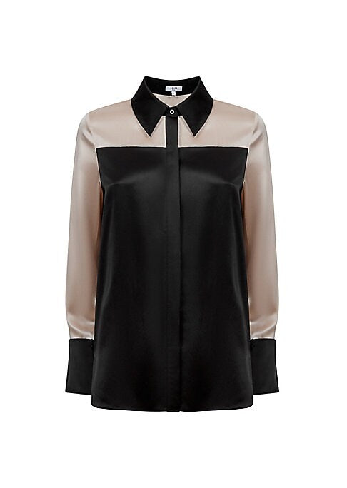 Silk Satin Colorblock Top