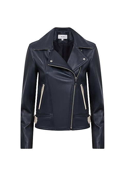 Contrast Leather Biker Jacket