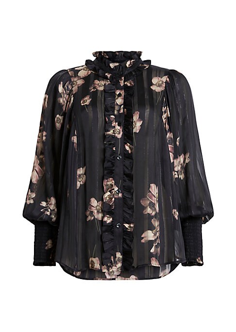 Ruffled Sheer Stripe Blouse