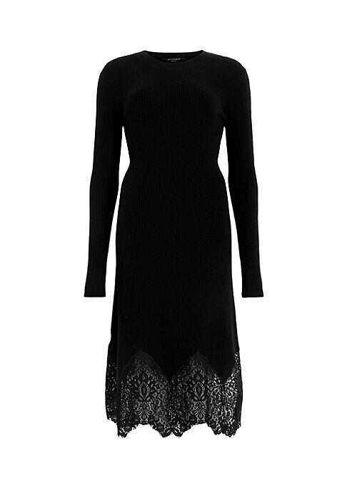 Lace Hem Wool Midi Dress