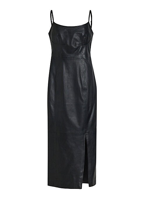 Sleek Leather Slip Dress