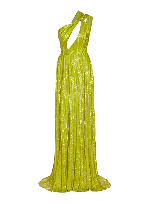 Lustrous One-Shoulder Gown
