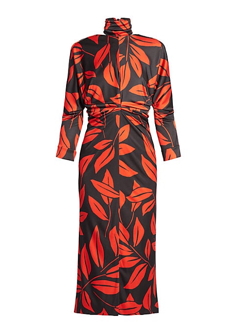Elegant Leaf Print Dress