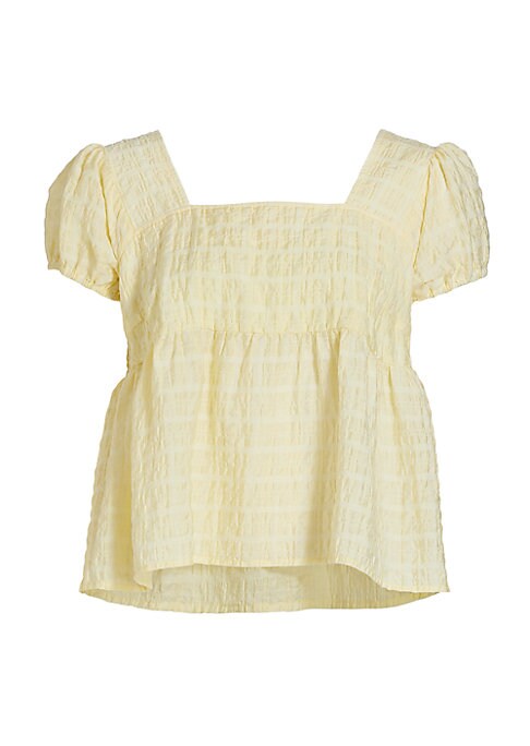 Puff Sleeve Seersucker Top
