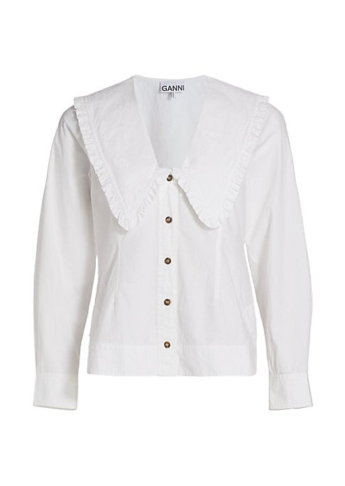 Ruffled Cotton Poplin Shirt