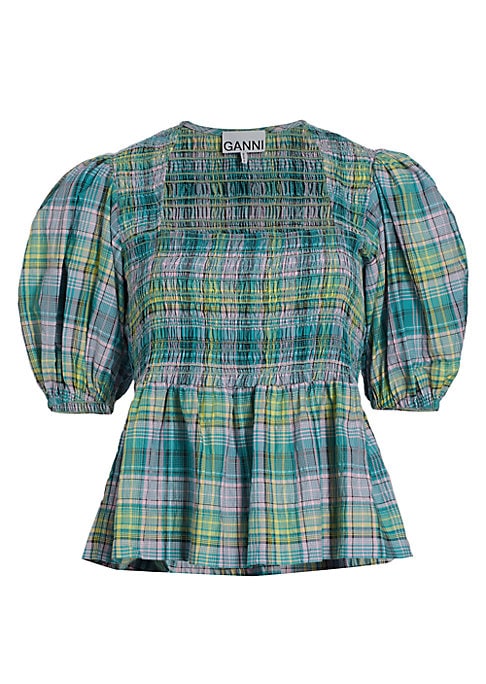Plaid Puff Top